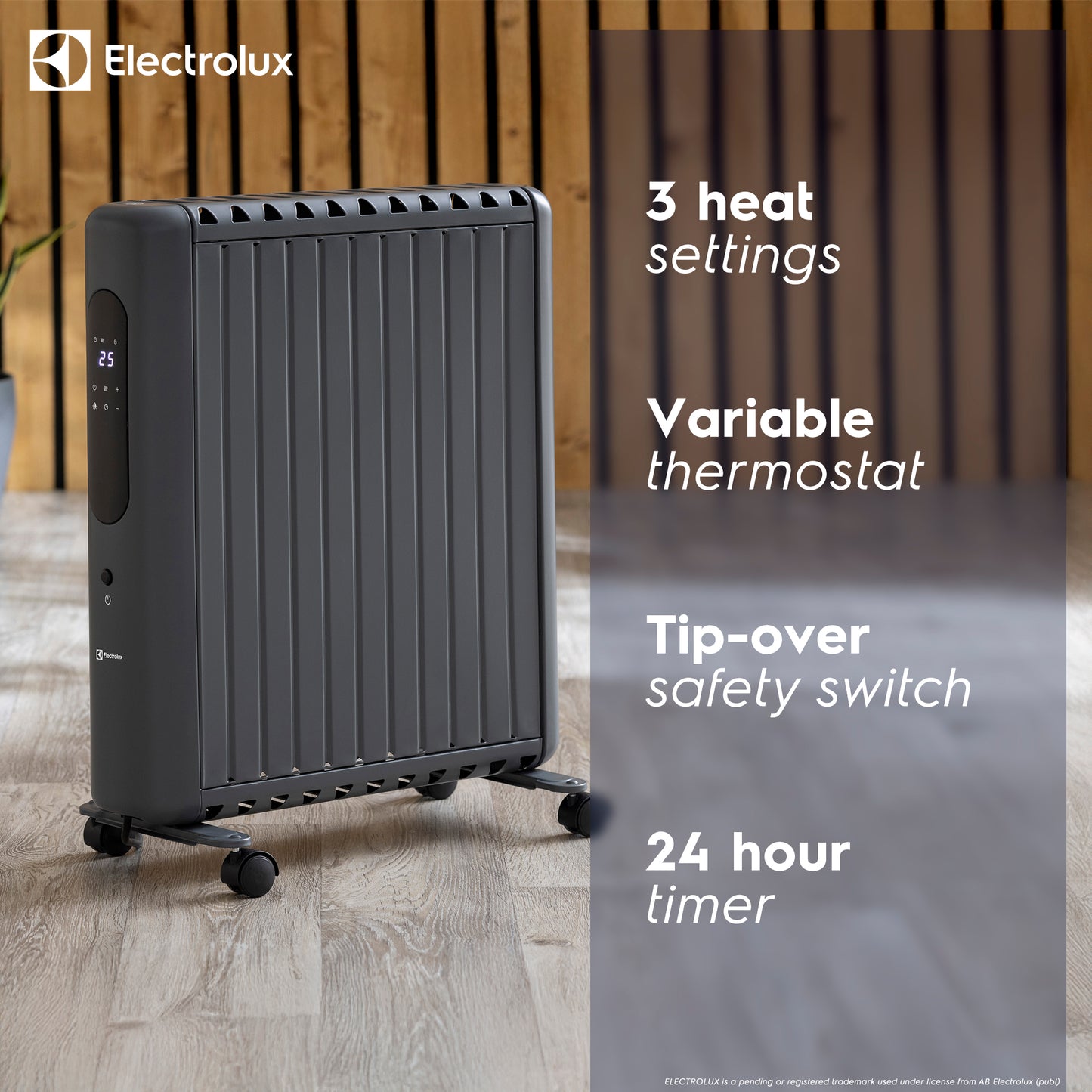 2.5kW Digital Close-Fin Oil Filled Radiator with Timer