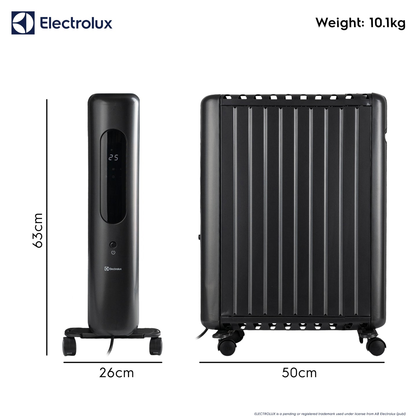 2.5kW Digital Close-Fin Oil Filled Radiator with Timer
